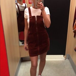 Rust Corduroy overall zip-up skirt